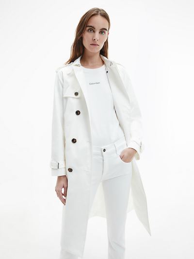 Calvin Klein Ruhák HU505723 | Calvin Klein Cotton Blend Női Viharkabát Fehér